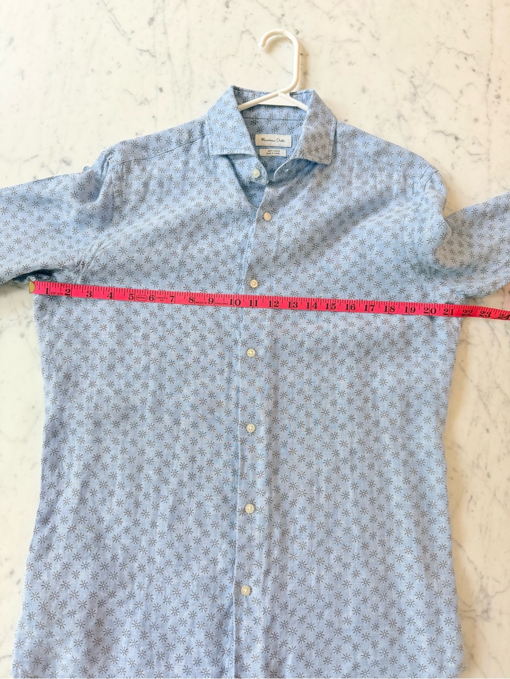 Massimo Dutti Men's Long-Sleeve Linen Shirt Light Blue Floral Size M - Picture 12 of 14